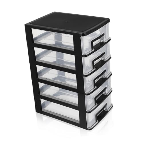 Zerodeko Plastic Storage Cabinet Drawer Organizers Desktop Organizer Small Drawer Wheels 31.4cm Height