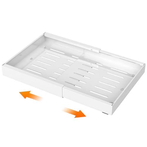 RESIKUI Expandable Pull Out Cabinet Organizer with Adhesive Nano Film Slide, Bathroom Organizers and Storage, Kitchen Organizers Storage,Adjustable Width 17.1''