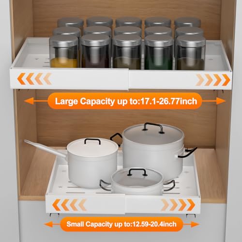 RESIKUI Expandable Pull Out Cabinet Organizer with Adhesive Nano Film Slide, Bathroom Organizers and Storage, Kitchen Organizers Storage,Adjustable Width 17.1''