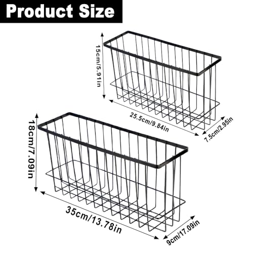 MOAMUN 2PC Lid Organizers Inside Cabinet, Cabinet Door Organizer, Self-Adhesive Storage Box, Wall Mounted Metal Storage Boxes,Bathroom/Cabinet/Kitchen Items Organiser Storage Box