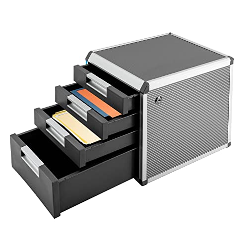 DONSU Desk Drawer Organizers,Storage File Boxes Desktop Office File Cabinet Storage Filing Cabinet w/Label Lock,Portable Home Office Filing Cabinet (4 Drawers)