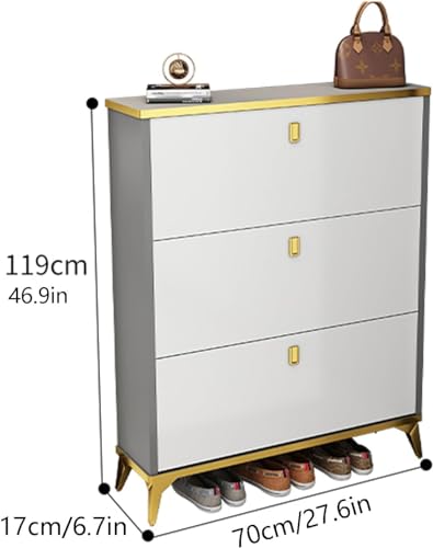 HOBIBA 3-Tier Shoe Storage Organizer Shoe Storage Cabinet,Shoe Cabinet Storage for entryway Shoe Cabinet,Wall Hidden Shoe Cabinet Shoe Organizers(Size:Three doors