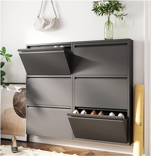 HOBIBA Shoe Organizers Wall-Mounted Shoe Rack 12cm Ultra-Thin Shoe Cabinet, Home Steel Large-Capacity Tumbler Cabinet, entryway Shoe Cabinet Coffee Table (Size:71cm*12cm*103cm