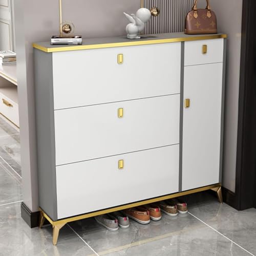 HOBIBA 3-Tier Shoe Storage Organizer Shoe Storage Cabinet,Shoe Cabinet Storage for entryway Shoe Cabinet,Wall Hidden Shoe Cabinet Shoe Organizers(Size:Four doors