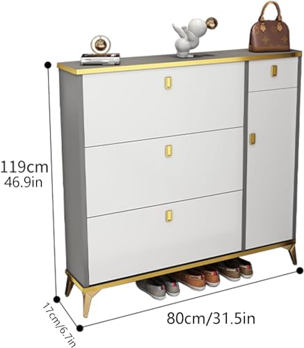 HOBIBA 3-Tier Shoe Storage Organizer Shoe Storage Cabinet,Shoe Cabinet Storage for entryway Shoe Cabinet,Wall Hidden Shoe Cabinet Shoe Organizers(Size:Four doors