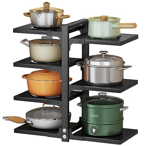 YANYYGu Pots and Pans Organizer for Cabinet, Heavy Duty Pot Pan Rack under Sink Organizers and Storage，Kitchen Cabinet Organizer with 7 Tiers