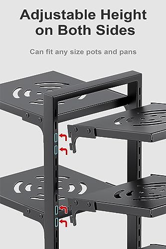 YANYYGu Pots and Pans Organizer for Cabinet, Heavy Duty Pot Pan Rack under Sink Organizers and Storage，Kitchen Cabinet Organizer with 7 Tiers