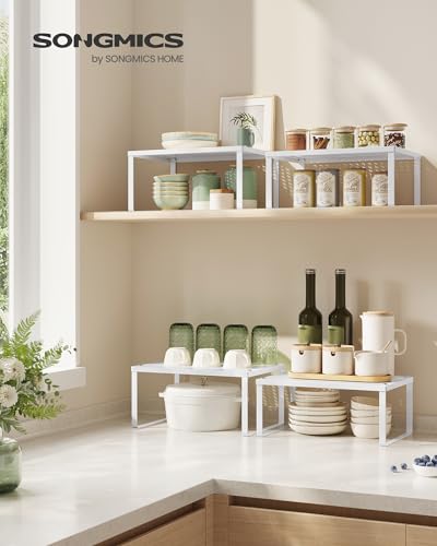 SONGMICS Spice Racks, Set of 4 Metal Cabinet Shelf Organizers ...