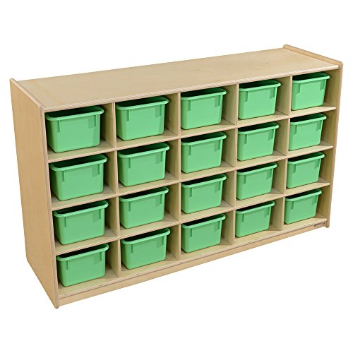 Contender Cubby Organizers with 20 Cubby Light Green Cabinet, Toy Storage, Hardwood Storage Cabinet for Classroom, Preschool, Daycare Preschool and Homeschool