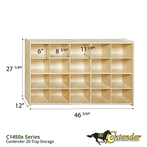 Contender Cubby Organizers with 20 Cubby Light Green Cabinet, Toy Storage, Hardwood Storage Cabinet for Classroom, Preschool, Daycare Preschool and Homeschool