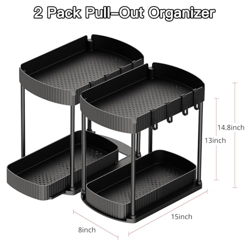 Ukeetap 2 Pack Multi-Purpose Pull-Out Storage Organizers, Under Sink Organizers and Storage for Bathroom & Kitchen, Under Cabinet Organizers and storage