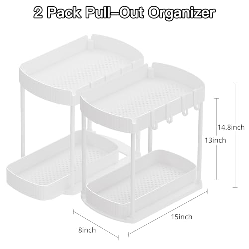 Ukeetap 2 Pack Multi-Purpose Pull-Out Storage Organizers, Under Sink Organizers and Storage for Bathroom & Kitchen, Under Cabinet Organizers and storage
