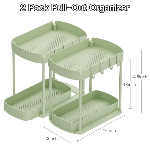 Ukeetap 2 Pack Multi-Purpose Pull-Out Storage Organizers, Under Sink Organizers and Storage for Bathroom & Kitchen, Under Cabinet Organizers and storage