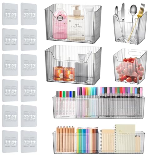 6 Pcs Cabinet Door Organizer,Wall Mounted Shower Basket,Storage Organizers Bins,Inside Cabinet Door Storage,Makeup Organizer,Stackable Organizers Basket for Kitchen, Bathroom, Cabinets, Pantry, Office
