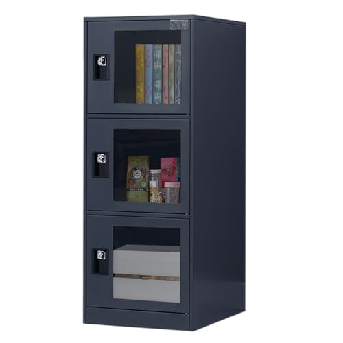 MECOLOR Small Steel Storage Cabinet Vertival, Lockable Metal Storage Cabinet Locker with Organizers Free Standing, Offfice Filing Cabinet (G3V, Grey)