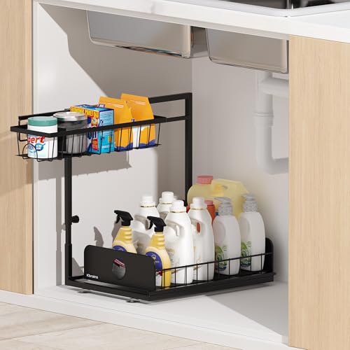 Kbrains 1 Pack Under Sink Organizers and Storage, Height Adjustable(13''