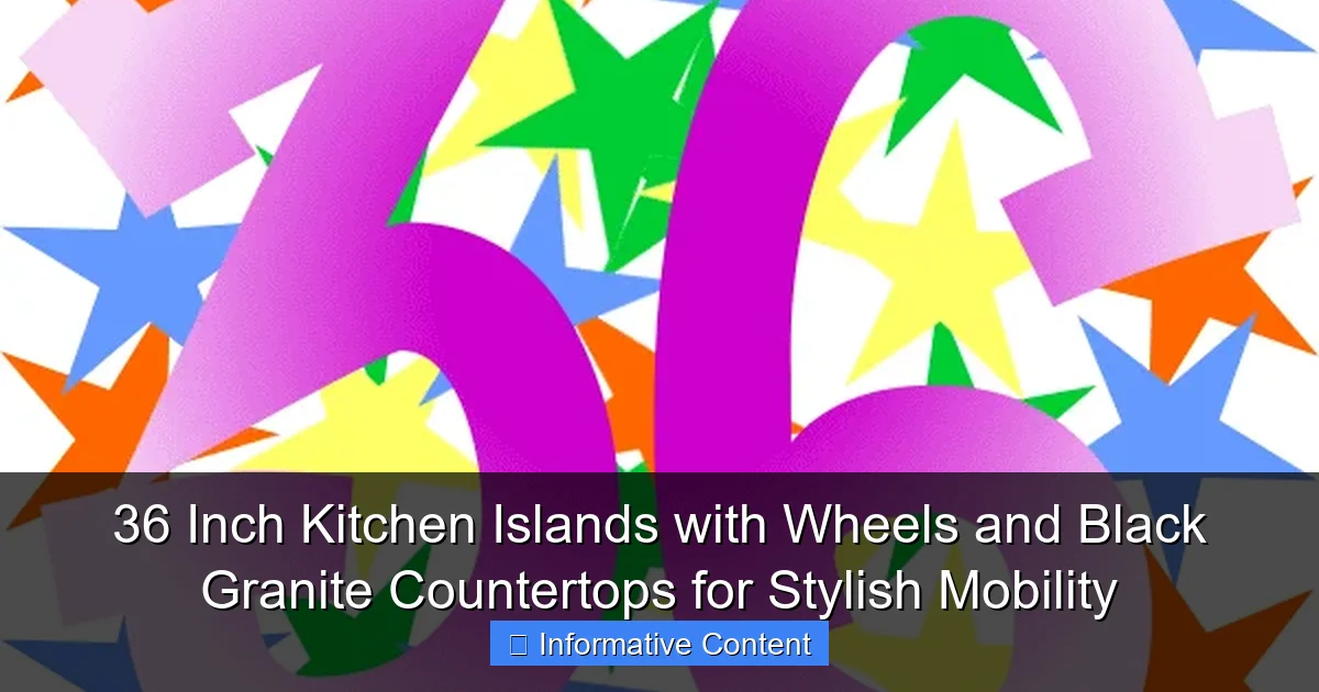 36 Inch Kitchen Islands with Wheels and Black Granite Countertops for Stylish Mobility