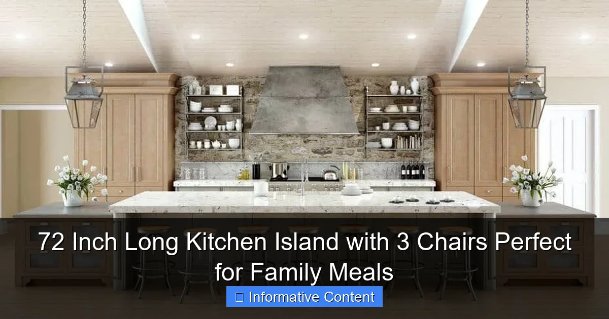 72 Inch Long Kitchen Island with 3 Chairs Perfect for Family Meals