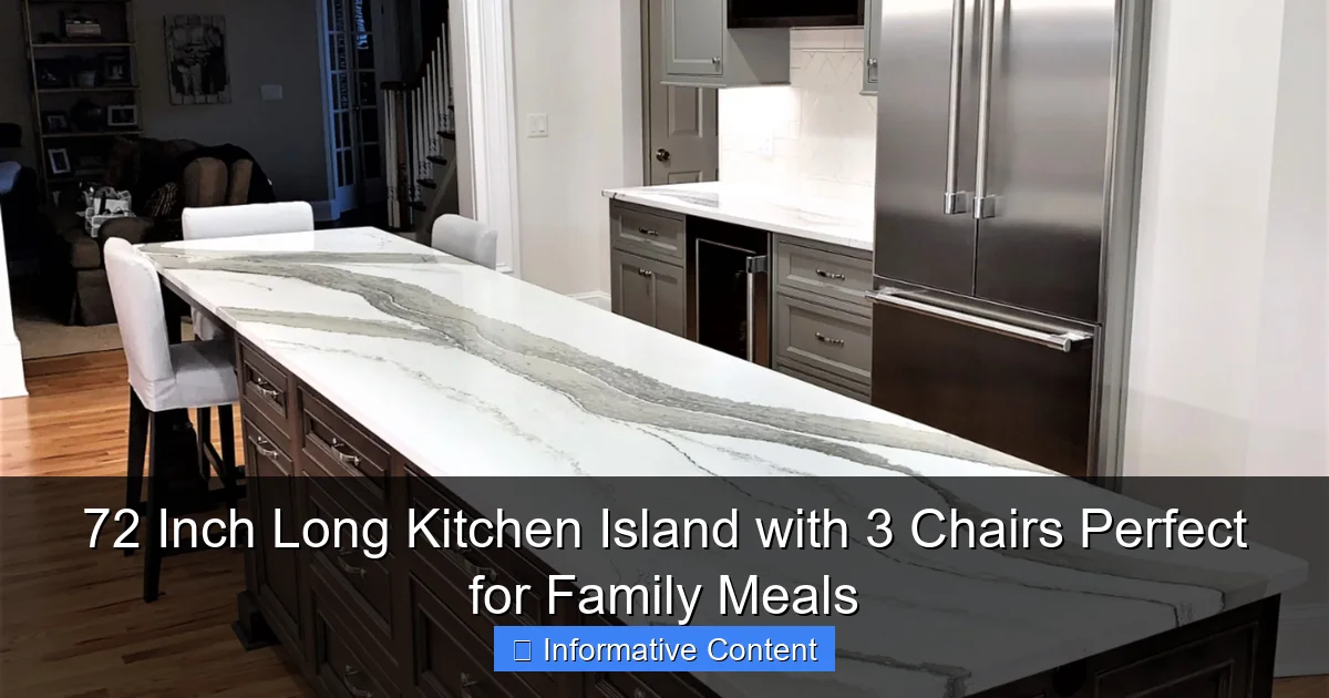72 Inch Long Kitchen Island with 3 Chairs Perfect for Family Meals