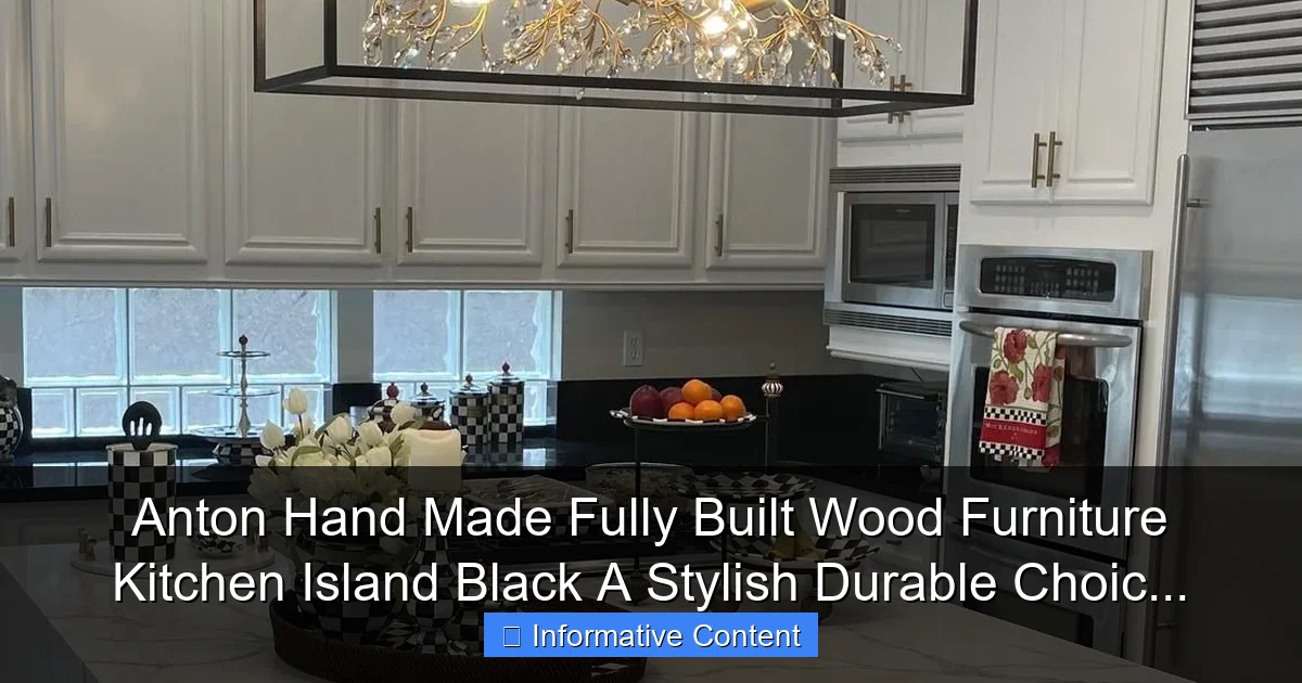 Anton Hand Made Fully Built Wood Furniture Kitchen Island Black A Stylish Durable Choic...