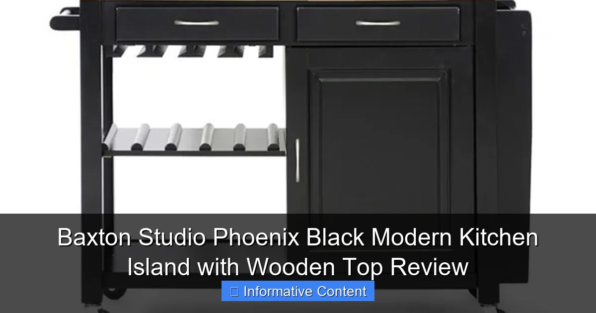 Baxton Studio Phoenix Black Modern Kitchen Island with Wooden Top Review
