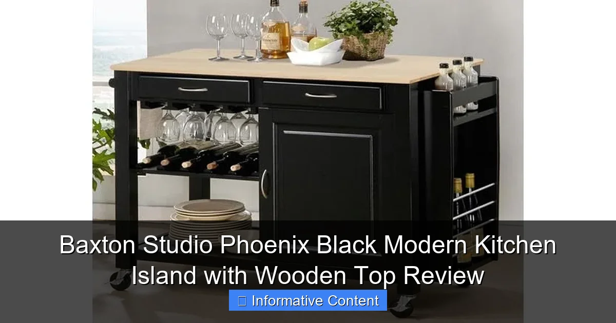 Baxton Studio Phoenix Black Modern Kitchen Island with Wooden Top Review