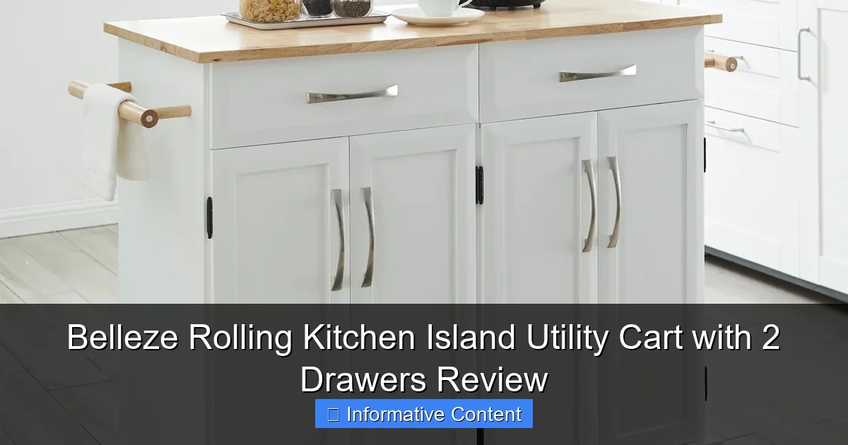 Belleze Rolling Kitchen Island Utility Cart with 2 Drawers Review