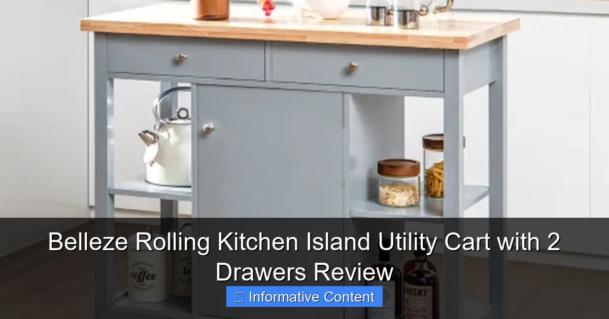 Belleze Rolling Kitchen Island Utility Cart with 2 Drawers Review