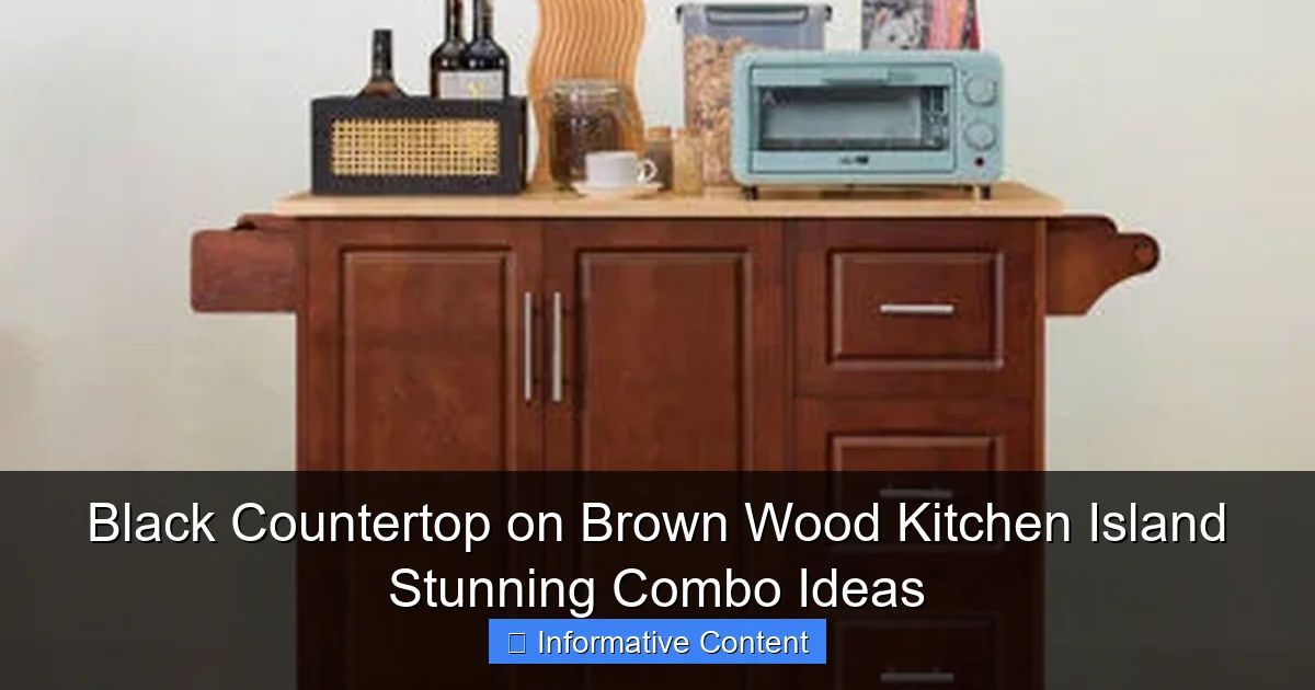 Black Countertop on Brown Wood Kitchen Island Stunning Combo Ideas