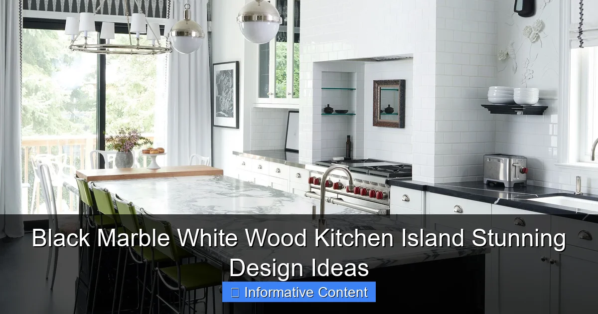 Black Marble White Wood Kitchen Island Stunning Design Ideas