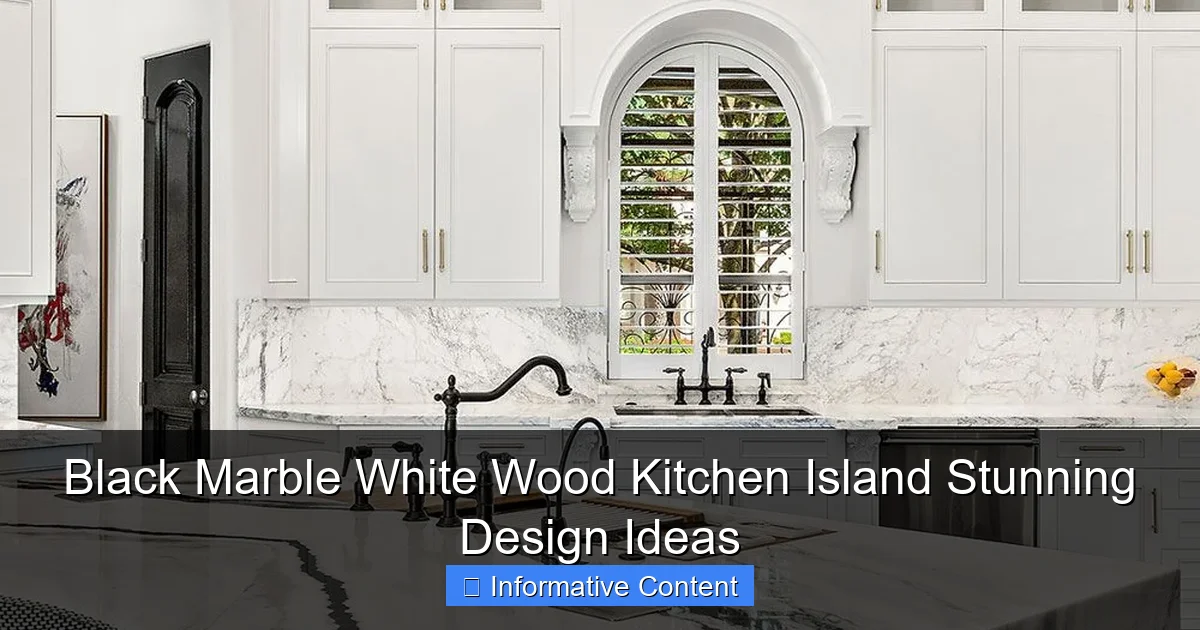 Black Marble White Wood Kitchen Island Stunning Design Ideas