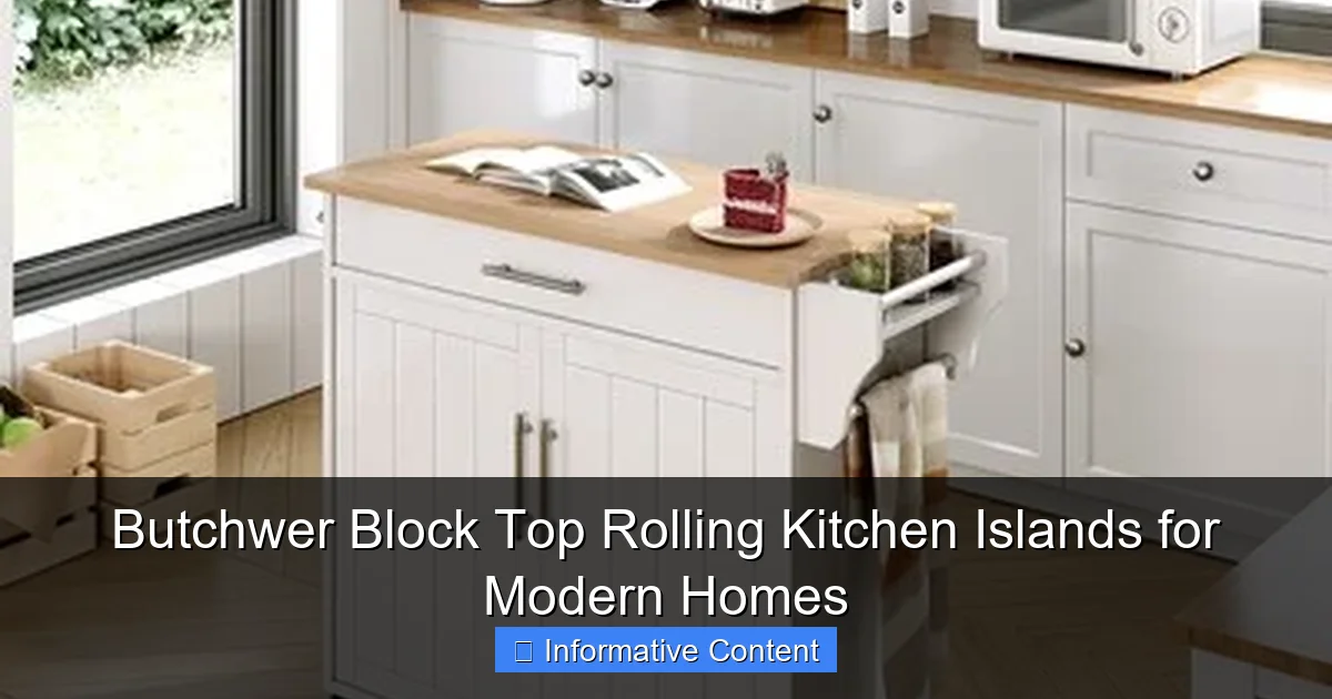 Butchwer Block Top Rolling Kitchen Islands for Modern Homes