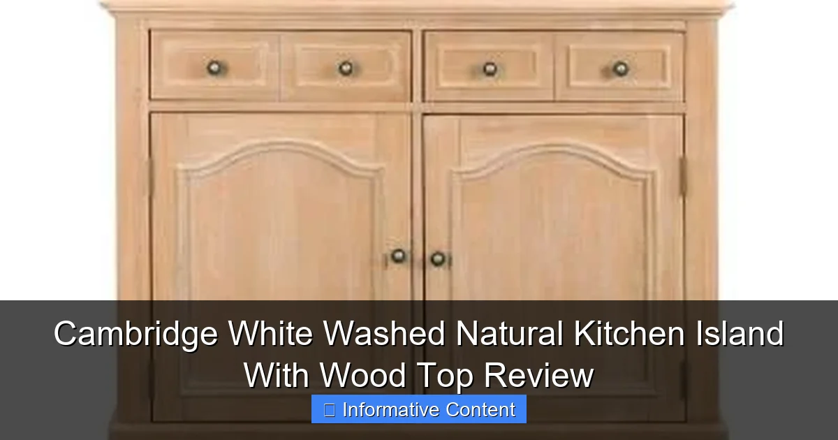 Cambridge White Washed Natural Kitchen Island With Wood Top Review