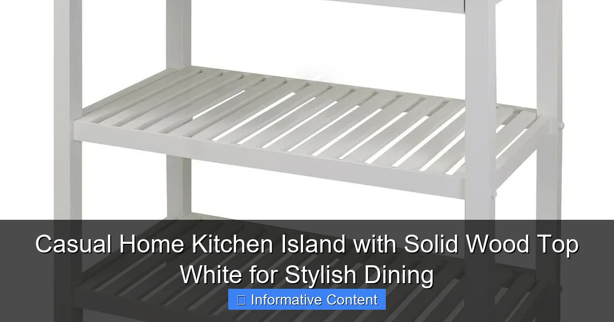 Casual Home Kitchen Island with Solid Wood Top White for Stylish Dining