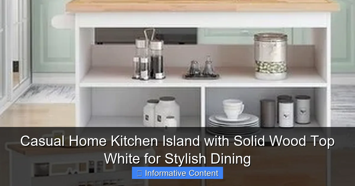 Casual Home Kitchen Island with Solid Wood Top White for Stylish Dining