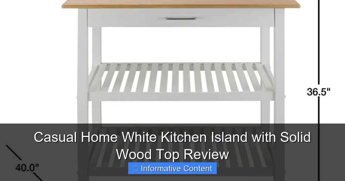 Casual Home White Kitchen Island with Solid Wood Top Review