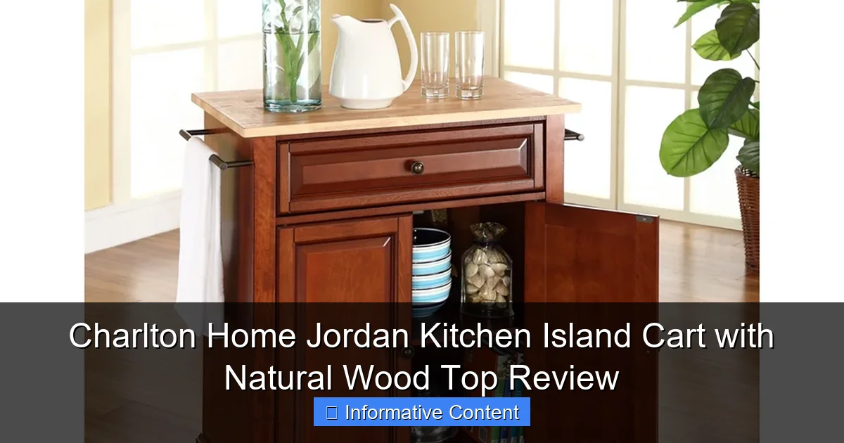 Charlton Home Jordan Kitchen Island Cart with Natural Wood Top Review