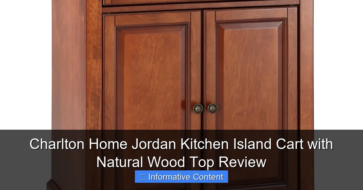 Charlton Home Jordan Kitchen Island Cart with Natural Wood Top Review