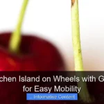 Cherry Kitchen Island on Wheels with Granite Top for Easy Mobility