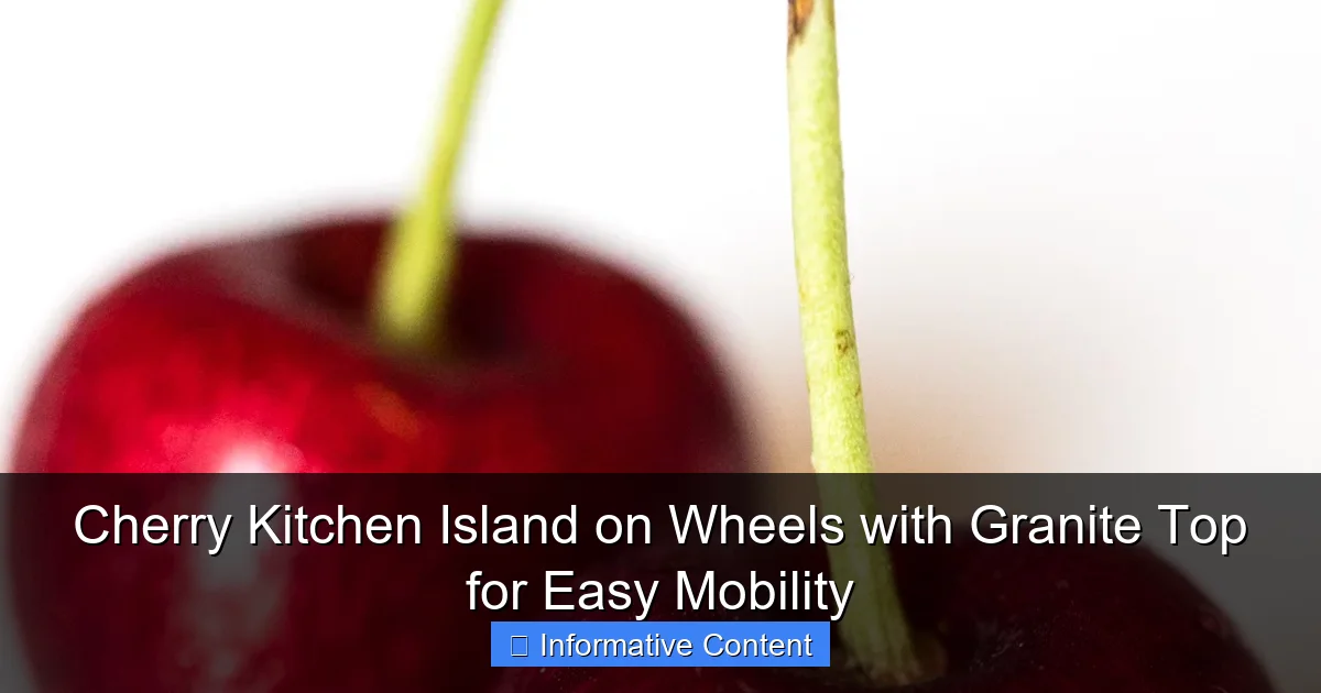 Cherry Kitchen Island on Wheels with Granite Top for Easy Mobility