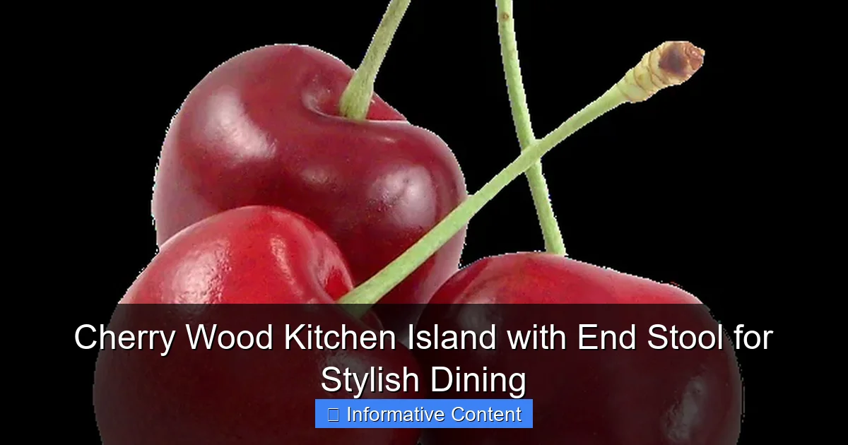 Cherry Wood Kitchen Island with End Stool for Stylish Dining