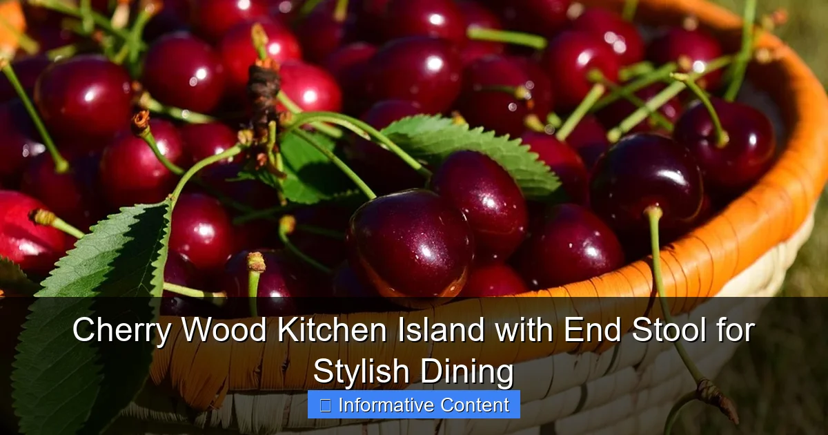 Cherry Wood Kitchen Island with End Stool for Stylish Dining