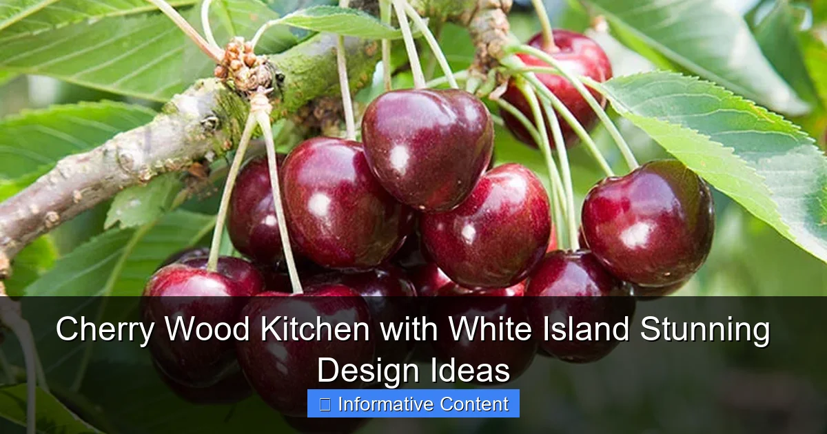 Cherry Wood Kitchen with White Island Stunning Design Ideas