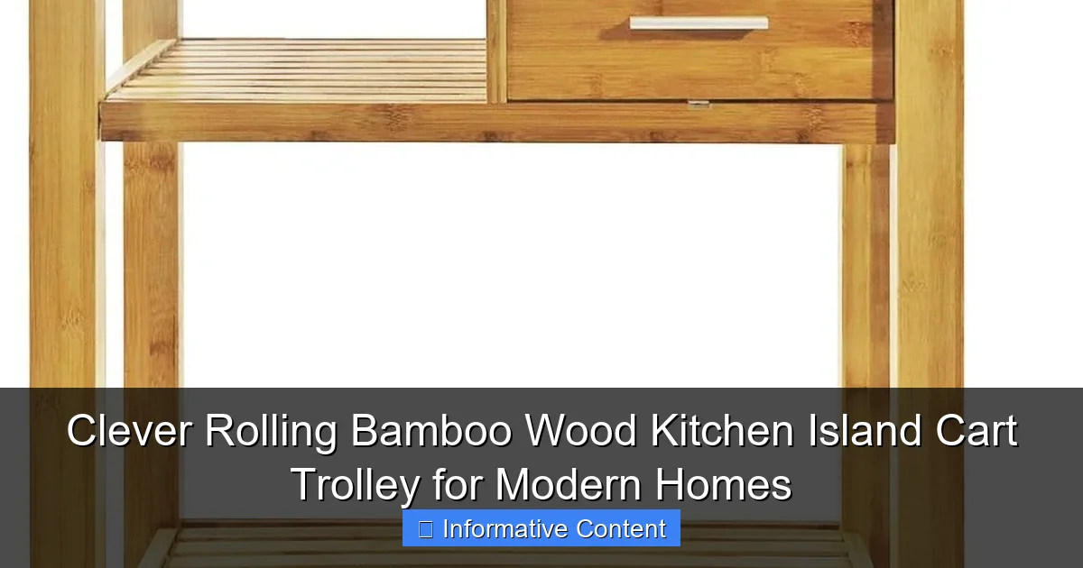 Clever Rolling Bamboo Wood Kitchen Island Cart Trolley for Modern Homes
