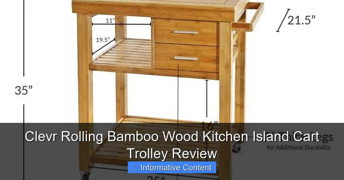 Clevr Rolling Bamboo Wood Kitchen Island Cart Trolley Review