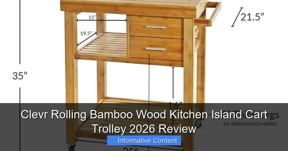 Clevr Rolling Bamboo Wood Kitchen Island Cart Trolley 2026 Review