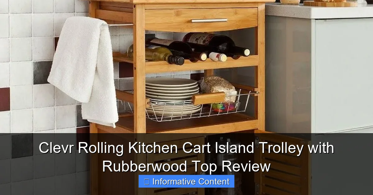 Clevr Rolling Kitchen Cart Island Trolley with Rubberwood Top Review