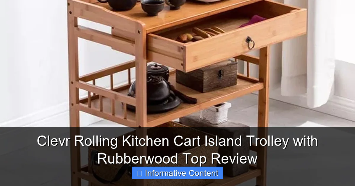 Clevr Rolling Kitchen Cart Island Trolley with Rubberwood Top Review