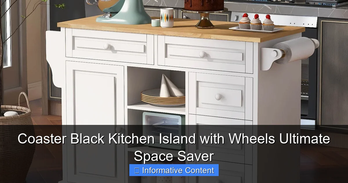 Coaster Black Kitchen Island with Wheels Ultimate Space Saver