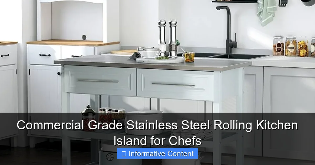 Commercial Grade Stainless Steel Rolling Kitchen Island for Chefs
